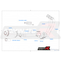 Dominator - Yamaha XSR 900 2022 - 2023 Low Level Teljes kipufogó rendszer, összekötőcső + kipufogó HP3 BLACK + dB killer