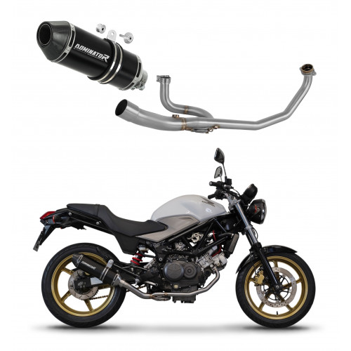 Dominator - Honda VTR 250 2009 - 2015 Teljes kipufogó rendszer, összekötőcső + kipufogó HP3 BLACK + dB killer