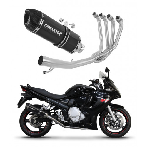Dominator - Suzuki GSXF 650 2007 - 2016 Teljes kipufogó rendszer, összekötőcső + kipufogó HP1 BLACK + dB killer
