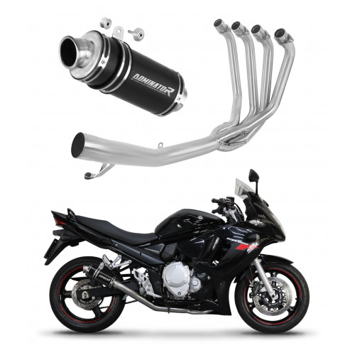 Dominator - Suzuki GSXF 650 2007 - 2016 Teljes kipufogó rendszer, összekötőcső + kipufogó GP1 BLACK + dB killer
