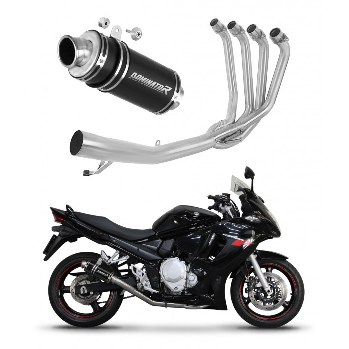 Dominator - Suzuki GSXF 650 2007 - 2016 Teljes kipufogó rendszer, összekötőcső + kipufogó GP1 BLACK + dB killer