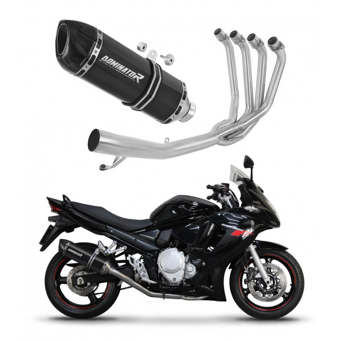 Dominator - Suzuki GSXF 650 2007 - 2016 Teljes kipufogó rendszer, összekötőcső + kipufogó HP1 BLACK + dB killer