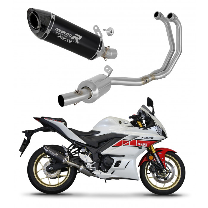 Dominator - Yamaha YZF-R3 2022 Teljes kipufogó rendszer EX Silencer HP8 BLACK