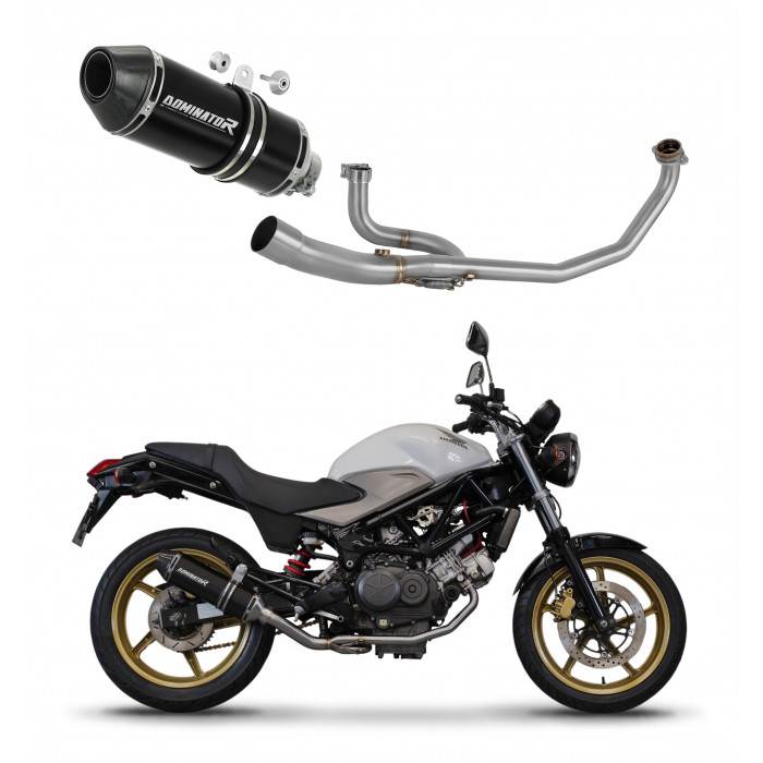 Dominator - Honda VTR 250 2009 - 2015 Teljes kipufogó rendszer, összekötőcső + kipufogó HP3 BLACK + dB killer
